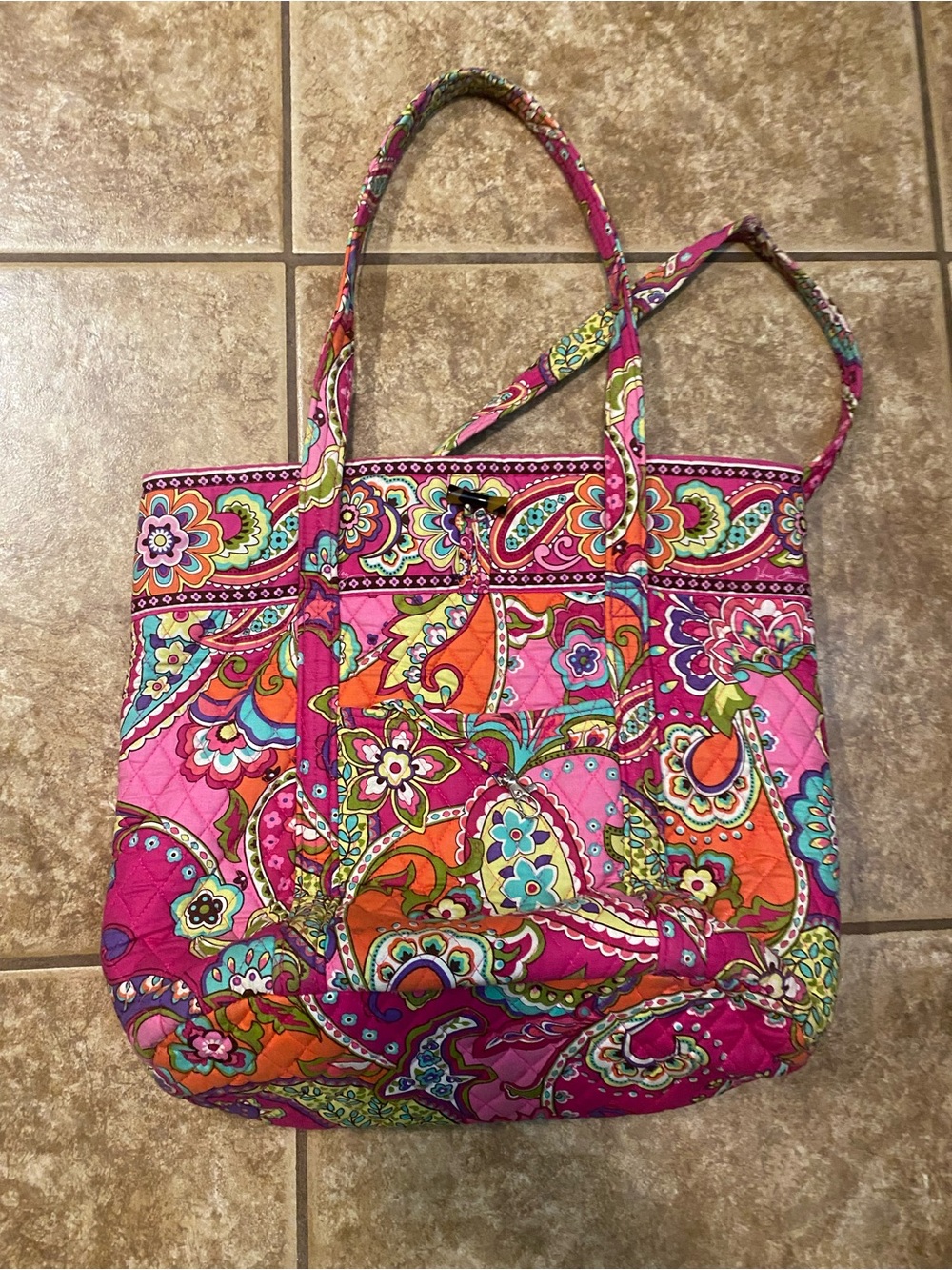 Vera Bradley Pink Multicolor Paisley Quilted Tote